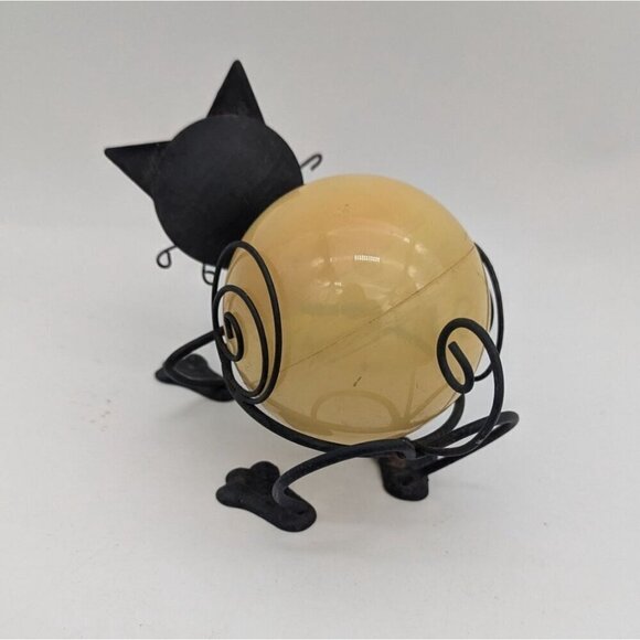 Metal  Glass Cat Figurine With Green Eyes cat lovers Halloween  bobbing head - Picture 6 of 8